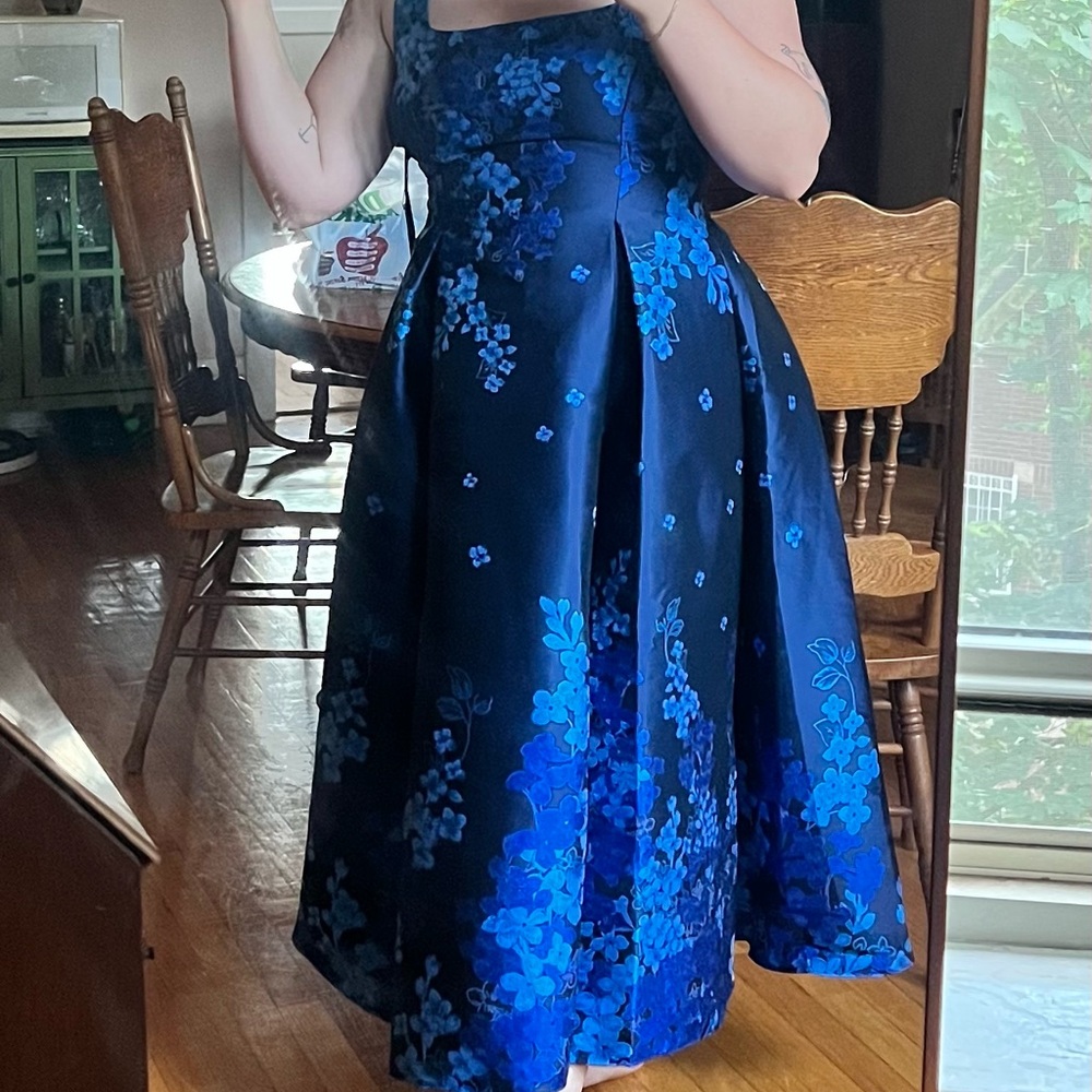 Adrianna Papell Jacquard Blue Dress